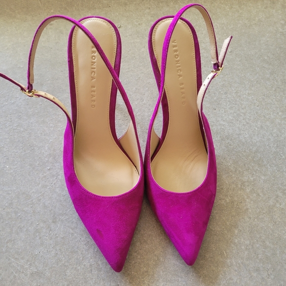 🌟 AUTHENTIC 🌟 Veronica Beard Lisa Slingback Heels Rasberry 👠 Size 9.5 - Picture 2 of 11